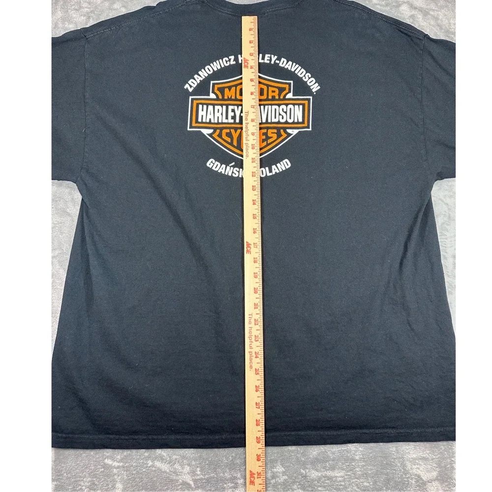 Harley Davidson Gdansk Poland T-Shirt Mens 2XL Black Winged Logo Bravado Tee - Picture 5 of 6